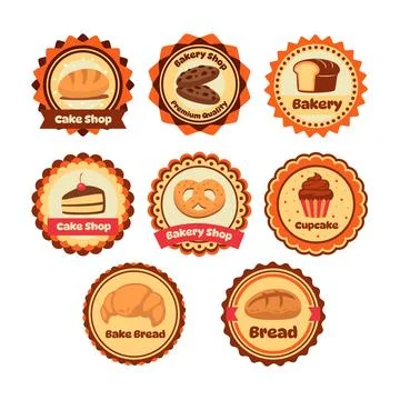 Set of Bakery Label Set Collection, Bakery badge emblem vintage style. Brea.. Stock Illustration