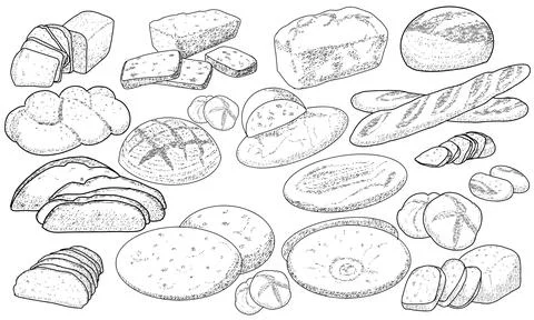 A set of bakery products Illustrazione stock