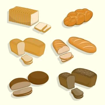 Set of bakery products on a white background Illustrazione stock