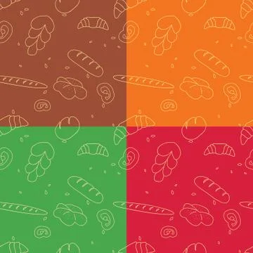Set of bakery seamless pattern backgrounds. Stock Illustration