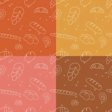 Set of bakery seamless pattern backgrounds. Stock Illustration