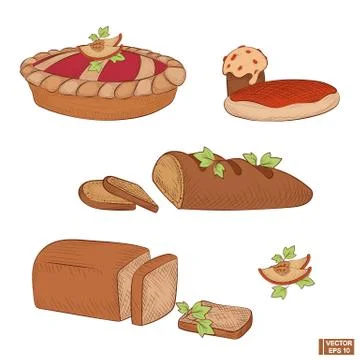 Set of baking hand drawing. Stock Illustration