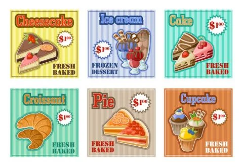 Set of baking menu card. Stock Illustration
