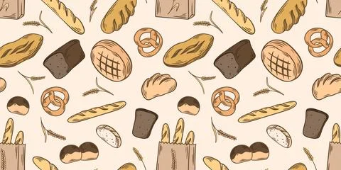 Set of baking seamless patterns Vector elements Stock Illustration