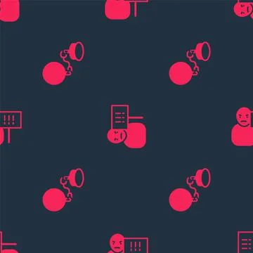 Set Ball on chain and Protest on seamless pattern. Vector Illustrazione stock