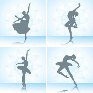 Set of ballet dancers silhouettes. Vector illustration. Stock Illustration