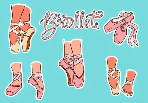 A set of ballet shoes. Stock Illustration