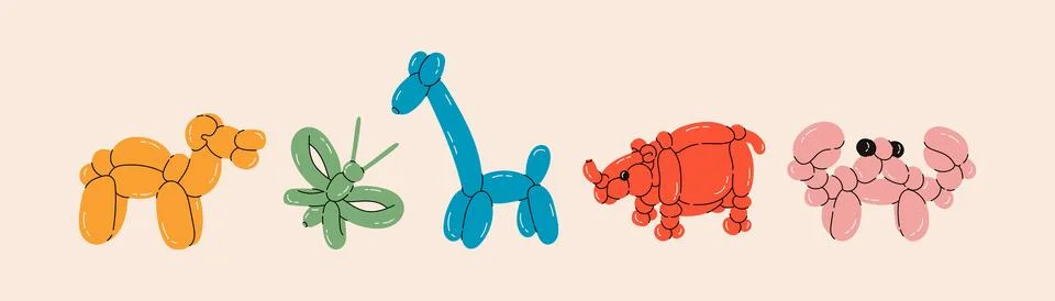 Set of balloon animals Stock Illustration