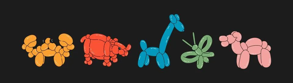 Set of balloon animals Stock Illustration