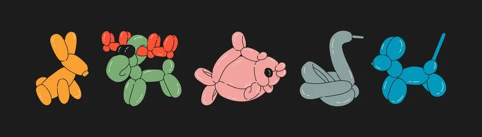 Set of balloon animals Stock Illustration
