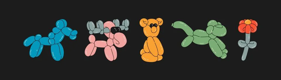 Set of balloon animals Stock Illustration