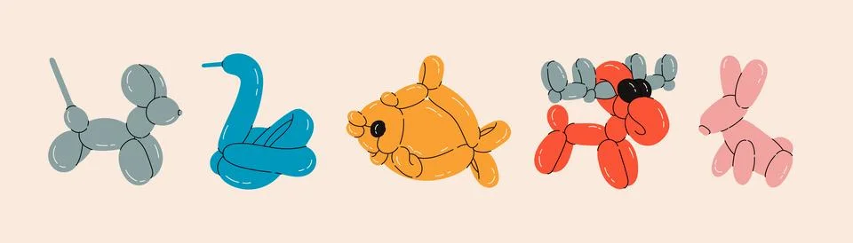 Set of balloon animals Stock Illustration