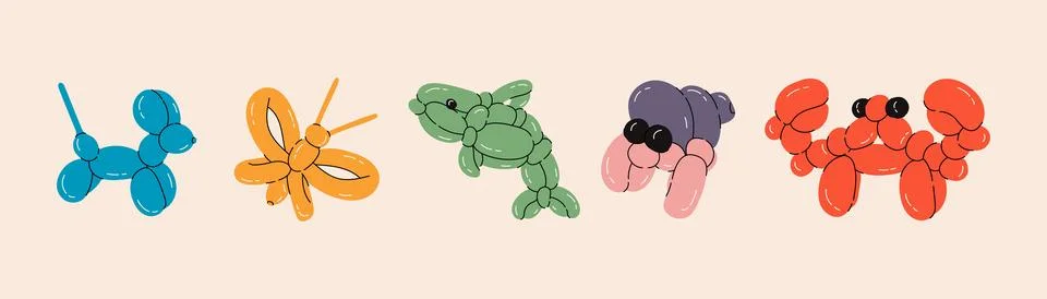 Set of balloon animals Stock Illustration