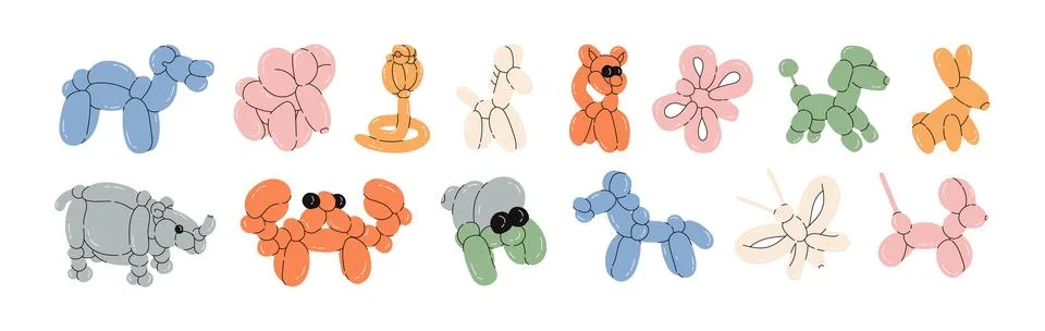 Set of balloon animals Stock Illustration