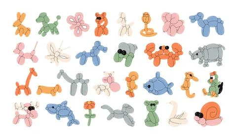 Set of balloon animals Stock Illustration