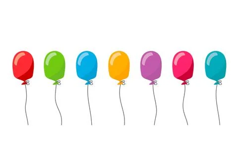 Set of balloons is a cartoon flat style. Isolated on a white background. Stock Illustration