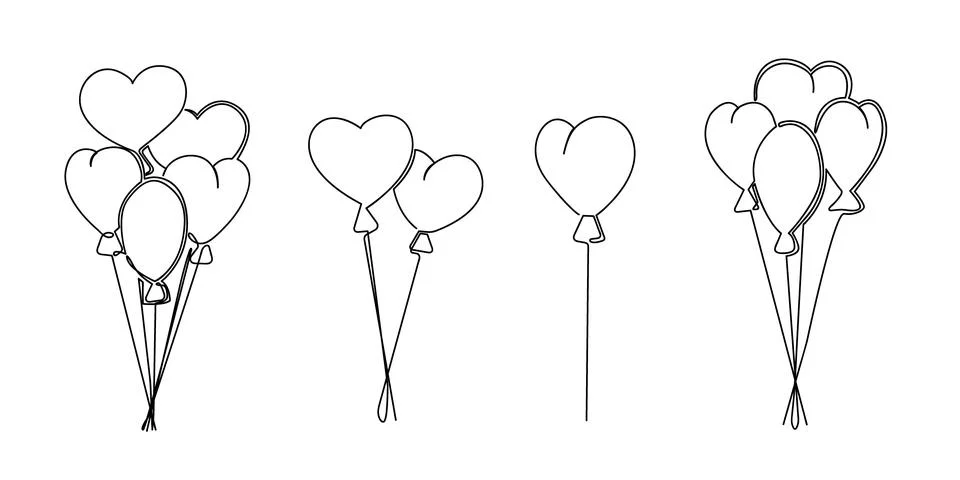 Set of balloons in the form of hearts. Vector Stock Illustration