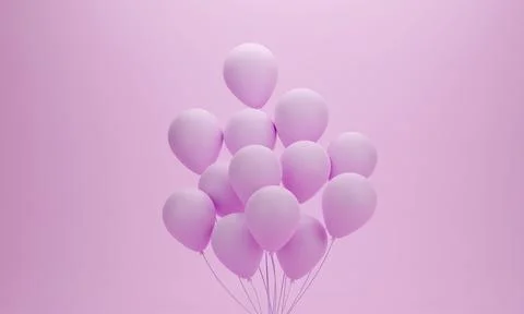 Set of balloons on pink pastel background for birthday, party, promotion or s Illustrazione stock