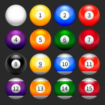 Set of balls for billiards Stock Illustration
