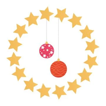 Set of balls christmas hanging in frame circular Stock-Illustration