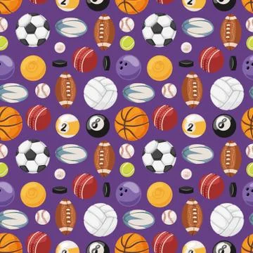Set of balls isolated vector seamless pattern Stock Illustration