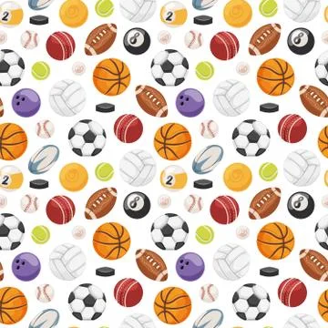 Set of balls isolated vector seamless pattern Stock Illustration
