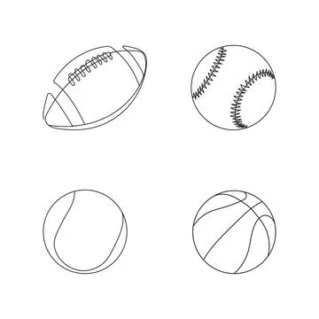 Set of balls. One line art. Stock Illustration