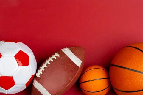 Set of balls for soccer, basketball and rugby Stock Photos