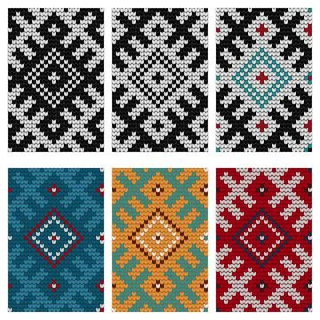 Set of Baltic knitting seamless patterns Stock Illustration