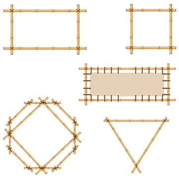 Set of bamboo frames in different geometric shapes. Vector illustration. Illustrazione stock