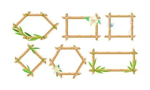 Set Of Bamboo Frames Of Different Shapes Vector Illustration 스톡 일러스트