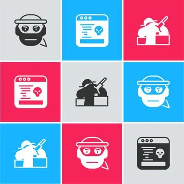 Set Bandit, System bug and Murder icon. Vector Ilustración de archivo
