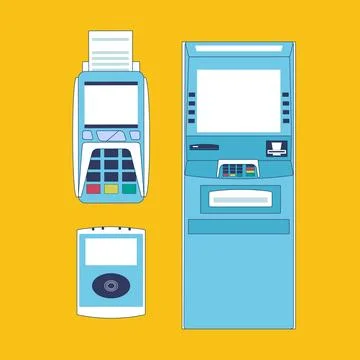 A Set Of Banking Machine Icon Stock Illustration