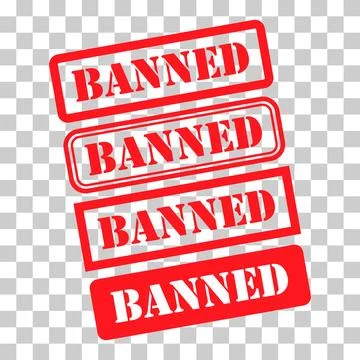 Set of Banned stamp symbol, label sticker sign button, text banner vector ill Stock Illustration