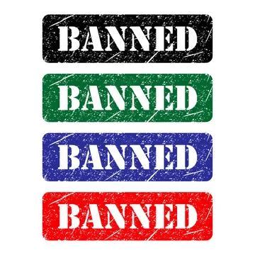 Set of Banned stamp symbol, label sticker sign button, text banner vector ill Stock Illustration
