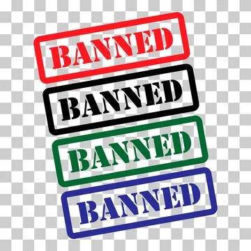 Set of Banned stamp symbol, label sticker sign button, text banner vector ill Stock Illustration