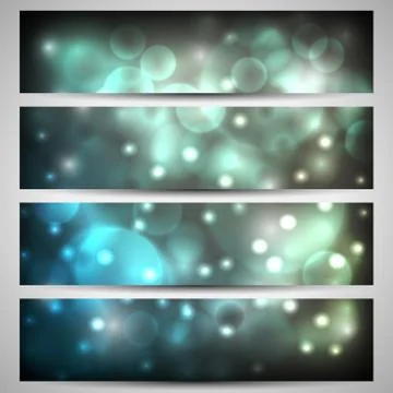 Set of banner with bokeh on background flashes Stock Illustration