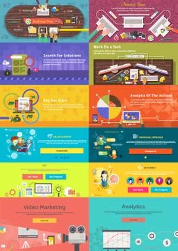 Set of Banner Concept Pay Per Click, Business Plan Illustrazione stock