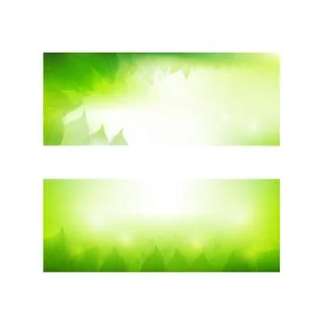 Set of banner gradient green background element with transparency leaf for ec Stock Illustration