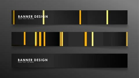 Set a banner with a rectangular background in gold and dark . vector illustra Stock Illustration