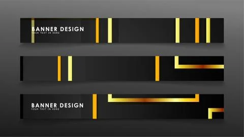 Set a banner with a rectangular background in gold and dark . vector illustra Stock Illustration