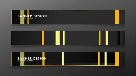 Set a banner with a rectangular background in gold and dark . vector illustra Stock Illustration