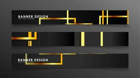 Set a banner with a rectangular background in gold and dark . vector illustra Illustrazione stock
