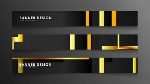 Set a banner with a rectangular background in gold and dark . vector illustra 스톡 일러스트