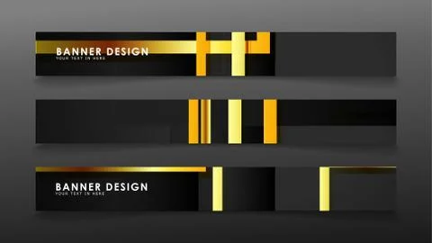 Set a banner with a rectangular background in gold and dark . vector illustra Illustrazione stock