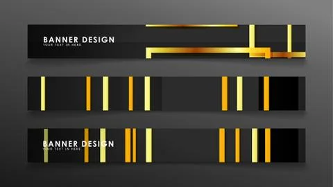 Set a banner with a rectangular background in gold and dark . vector illustra Illustrazione stock