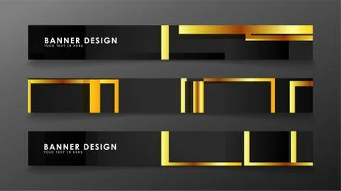 Set a banner with a rectangular background in gold and dark . vector illustra Illustrazione stock