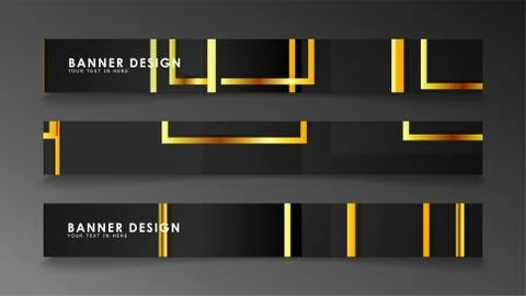 Set a banner with a rectangular background in gold and dark . vector illustra Illustrazione stock