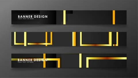 Set a banner with a rectangular background in gold and dark . vector illustra 스톡 일러스트