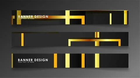 Set a banner with a rectangular background in gold and dark . vector illustra イラスト素材